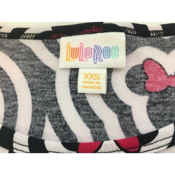 Lularoe Irma Disney Minnie Mouse Top Black White Pink Geometric XXS Tunic - Picture 11 of 12